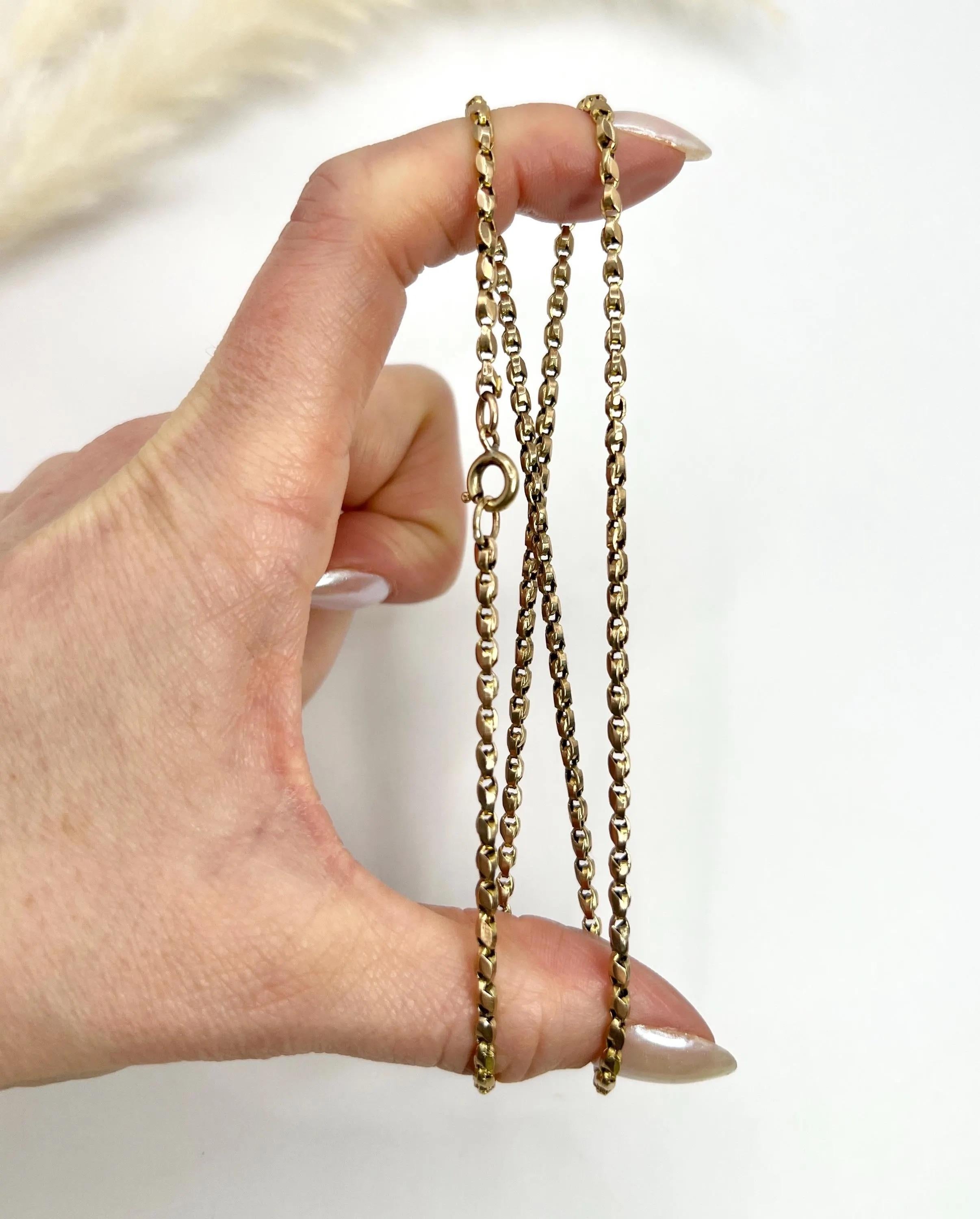 Antica catena a tulipano in oro 9ct, Edwardian 20 1/4 con chiusura ad anello con bulloni in vendita 6
