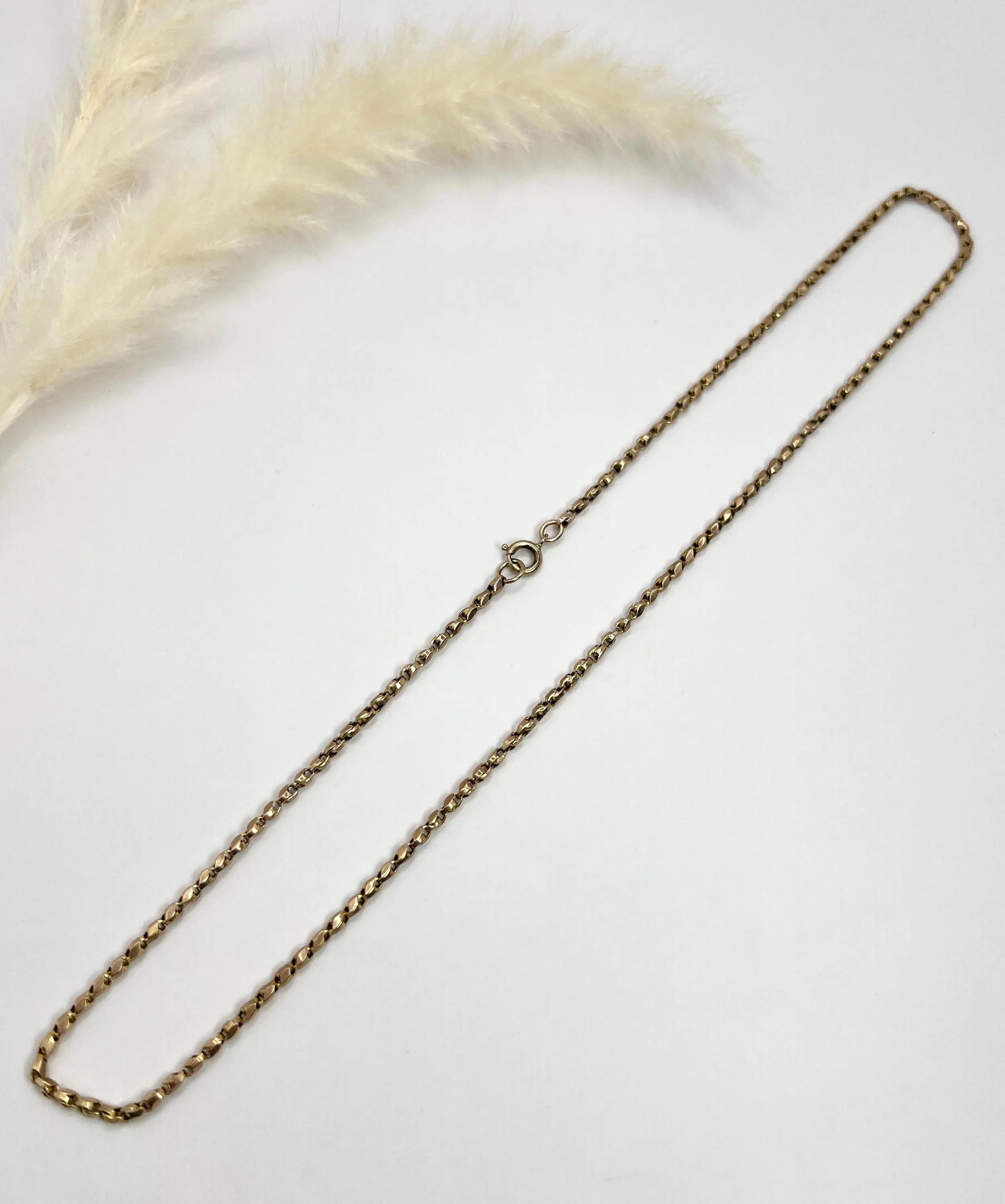 da uomo o donna Antica catena a tulipano in oro 9ct, Edwardian 20 1/4 con chiusura ad anello con bulloni in vendita