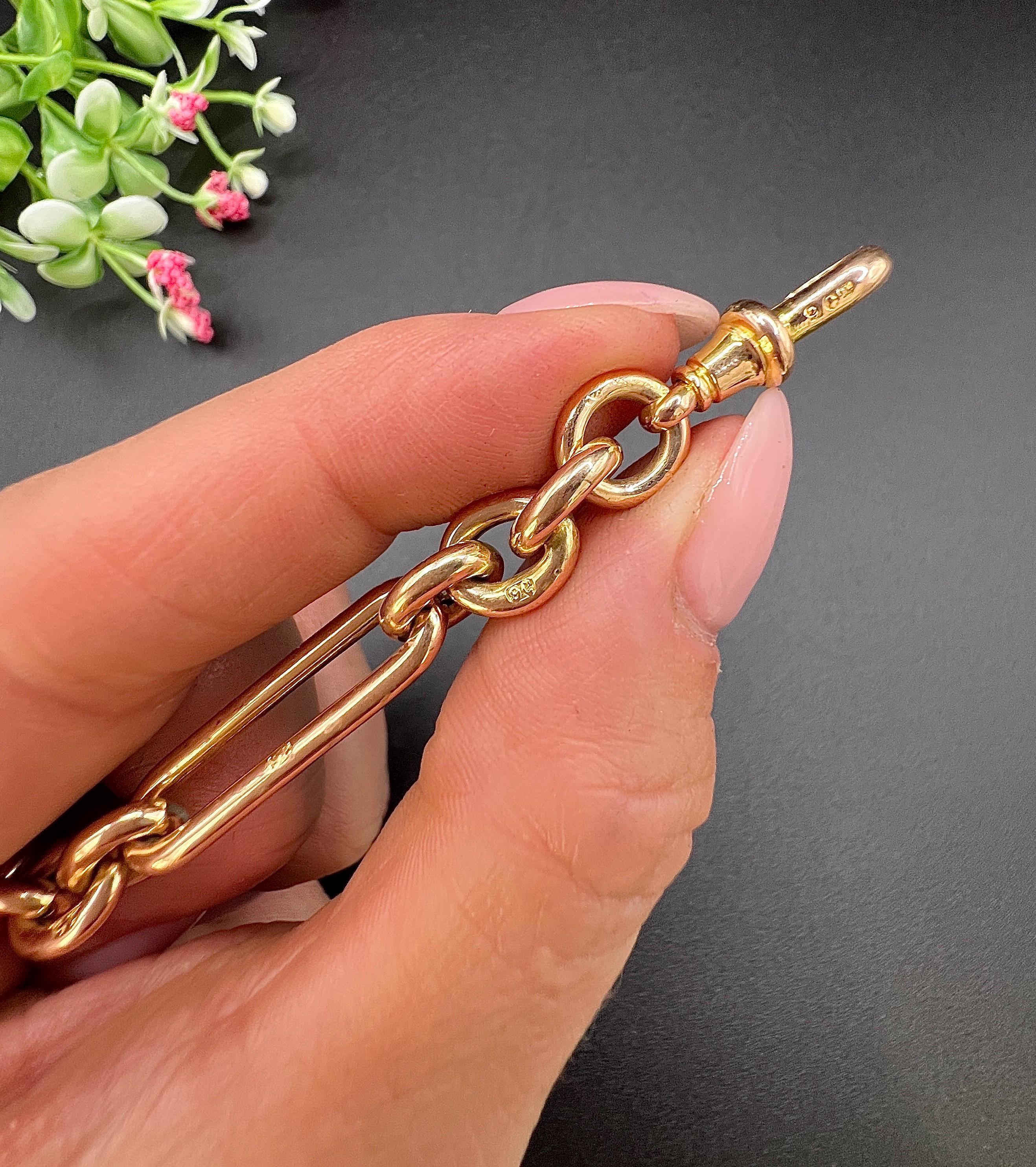 Antique 9ct Gold, Edwardian 4 3/4 Trombone Link, Fetter and Three Chain Extender In Good Condition For Sale In Brighton, GB
