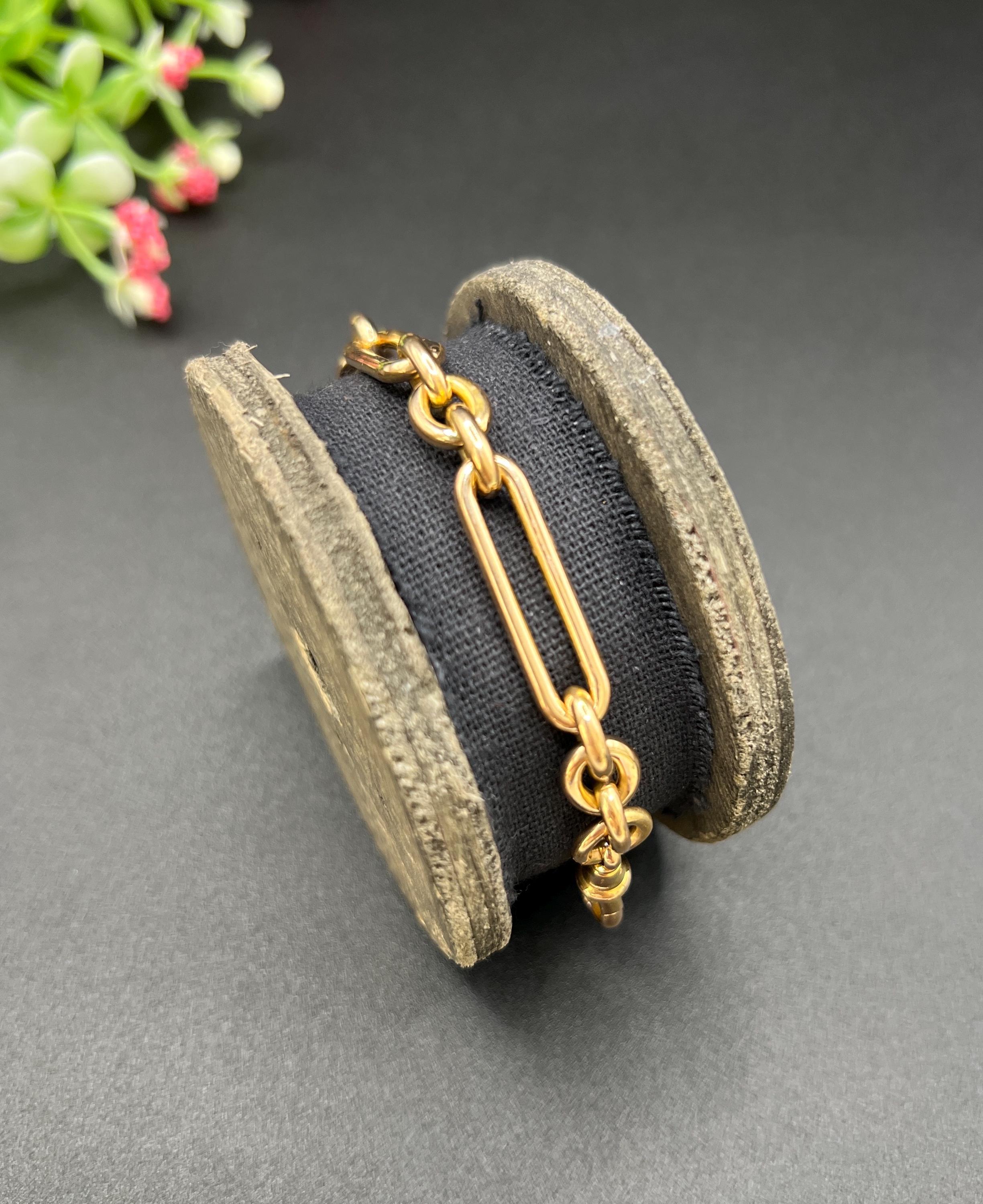 Antique 9ct Gold, Edwardian 4 3/4 Trombone Link, Fetter and Three Chain Extender For Sale 1