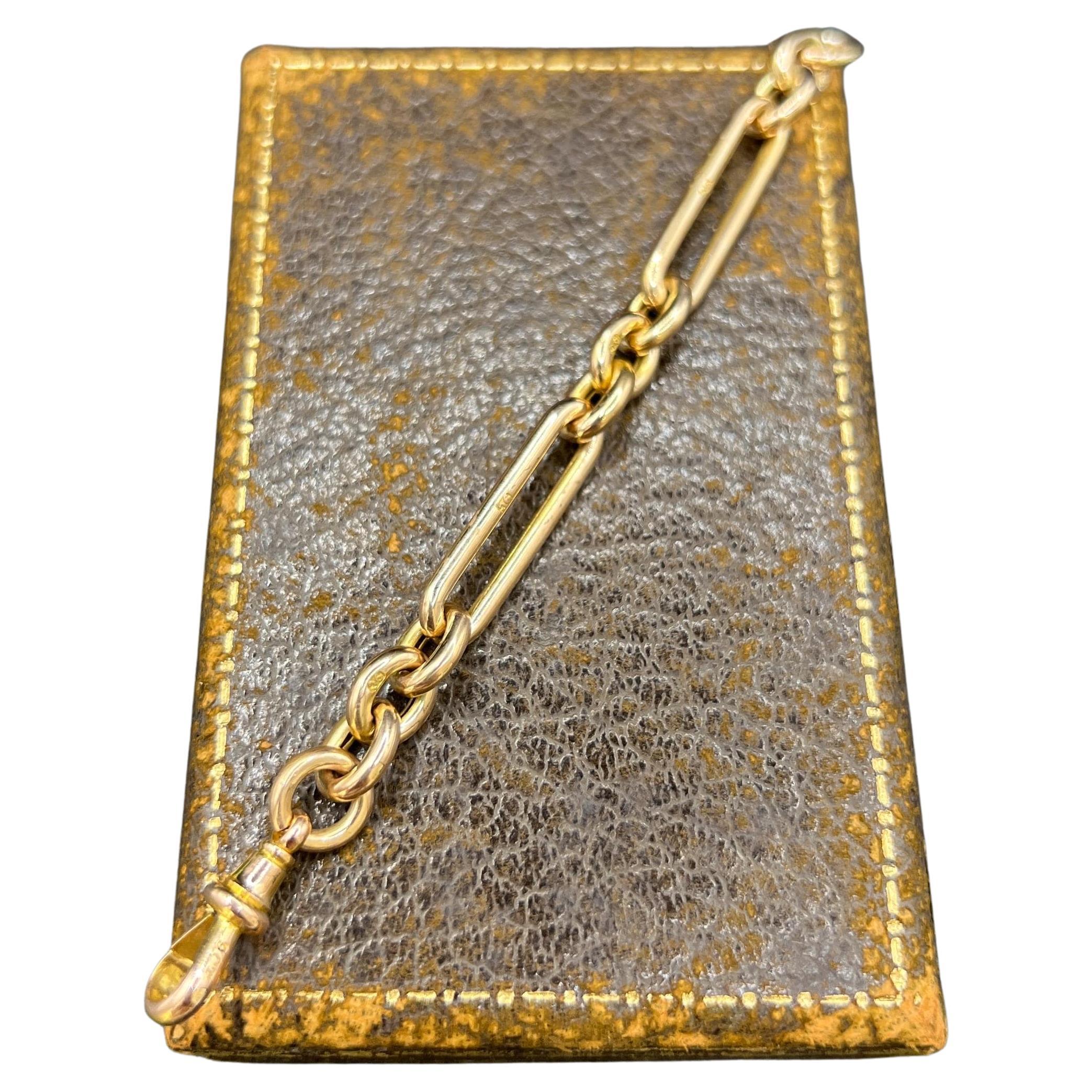 Antique 9ct Gold, Edwardian 4 3/4 Trombone Link, Fetter and Three Chain Extender For Sale