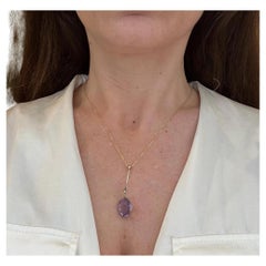 Antique 9ct Gold Edwardian Amethyst Pearl & Rose Diamond Drop Pendant Circa 1910