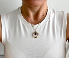 Antique 9ct Gold Edwardian Amethyst, Ruby & Pearl Pendant