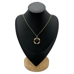 Antique 9ct Gold Edwardian Amethyst, Ruby & Pearl Pendant