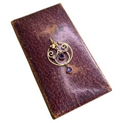 Antique 9ct Gold Edwardian Amethyst & Seed Pearl Pendant