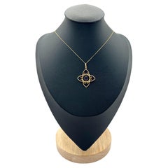 Antique 9ct Gold, Edwardian Amethyst & Seed Pearl Pendant Necklace