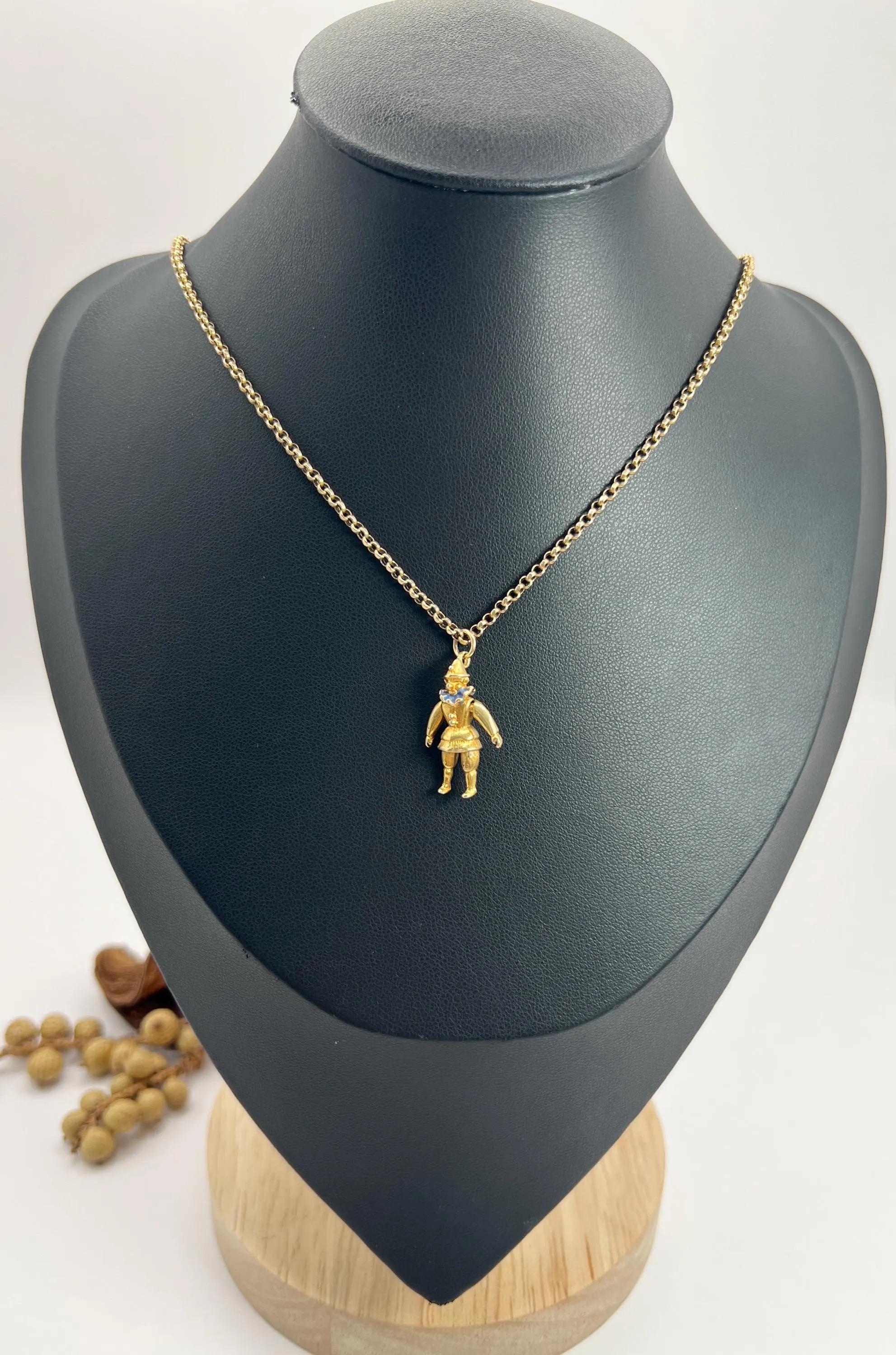 Antico ciondolo giullare articolato in oro 9ct Edwardiano con marchio Birmingham 1904 in vendita 6