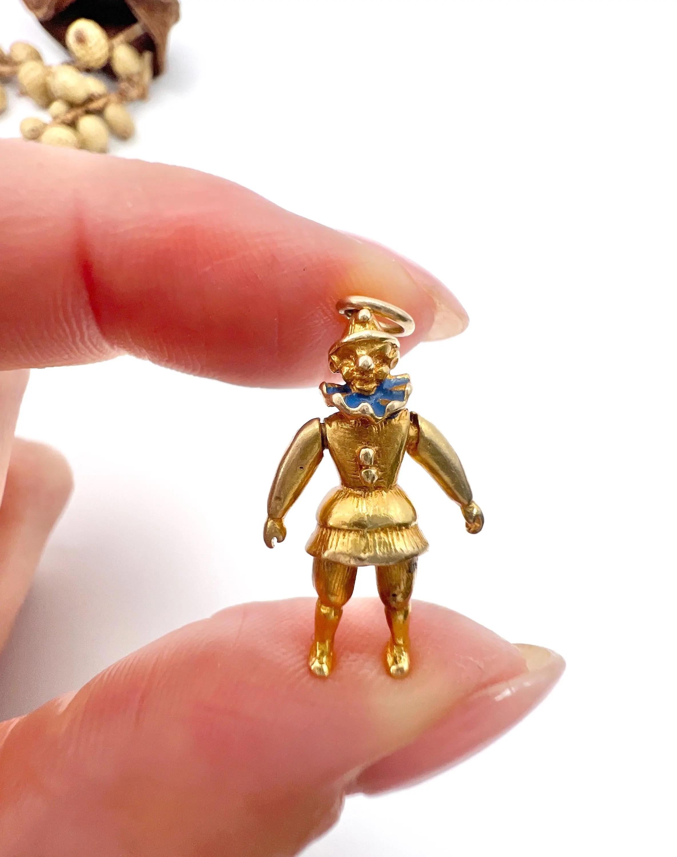 Edoardiano Antico ciondolo giullare articolato in oro 9ct Edwardiano con marchio Birmingham 1904 in vendita