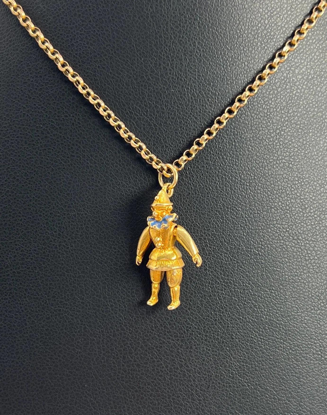 Antico ciondolo giullare articolato in oro 9ct Edwardiano con marchio Birmingham 1904 in vendita 2