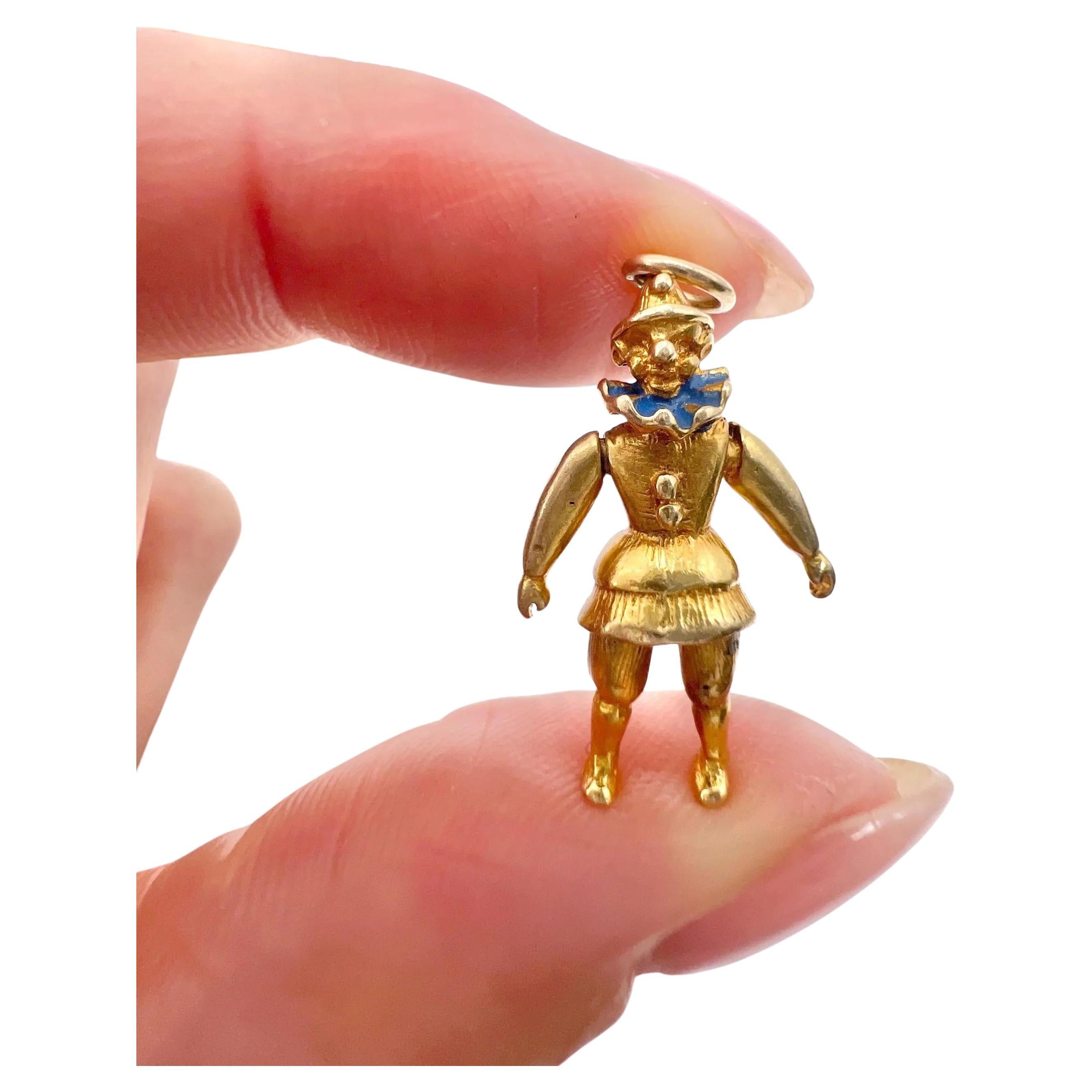 Antique 9ct Gold Edwardian Articulated Jester Pendant Hallmarked Birmingham 1904