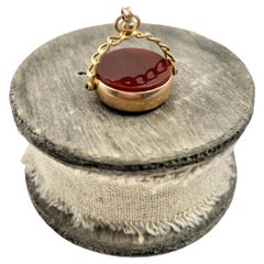 Antique 9ct Gold Edwardian Carnelian Spinner Seal Fob Hallmarked Birmingham 1915