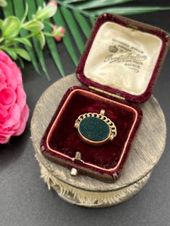 Antico porta-sigillo in oro 9ct, corniola di Edwardian Spinner con manico in Curb Link