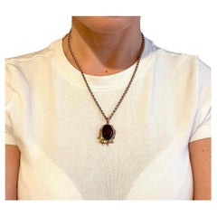 Pendentif ancien en or 9ct, citrine édouardienne, perle, circa 1910