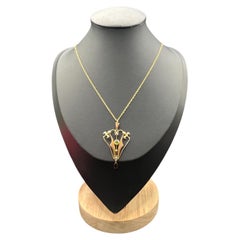 Antique 9ct Gold, Edwardian era Garnet, Peridot & Seed Pearl Suffragette Pendant