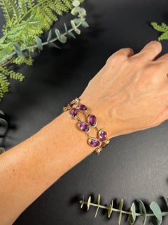 Antique 9ct Gold Edwardian Faceted Amethyst Bracelet