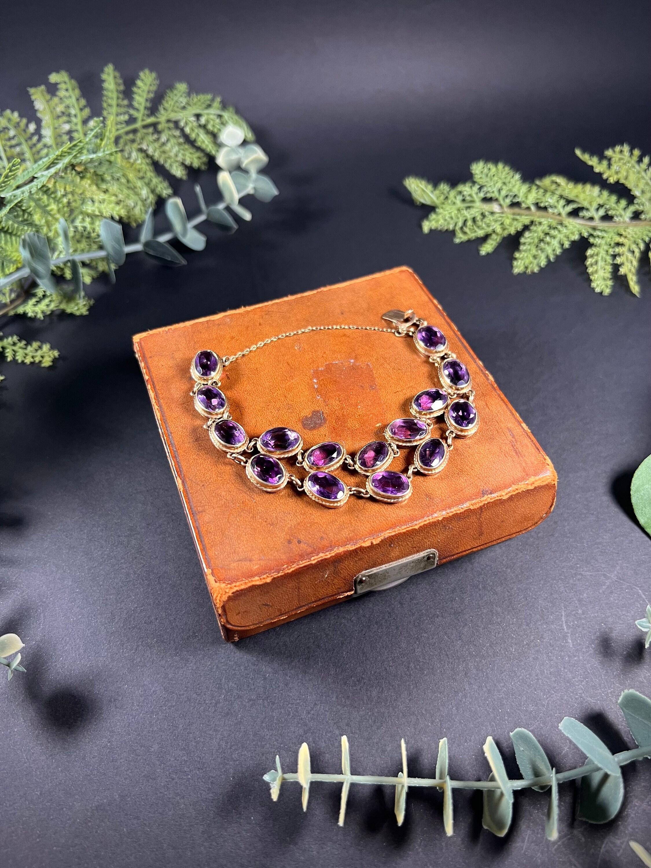 Bracelet édouardien ancien en or 9 carats avec améthyste facettée en vente 3