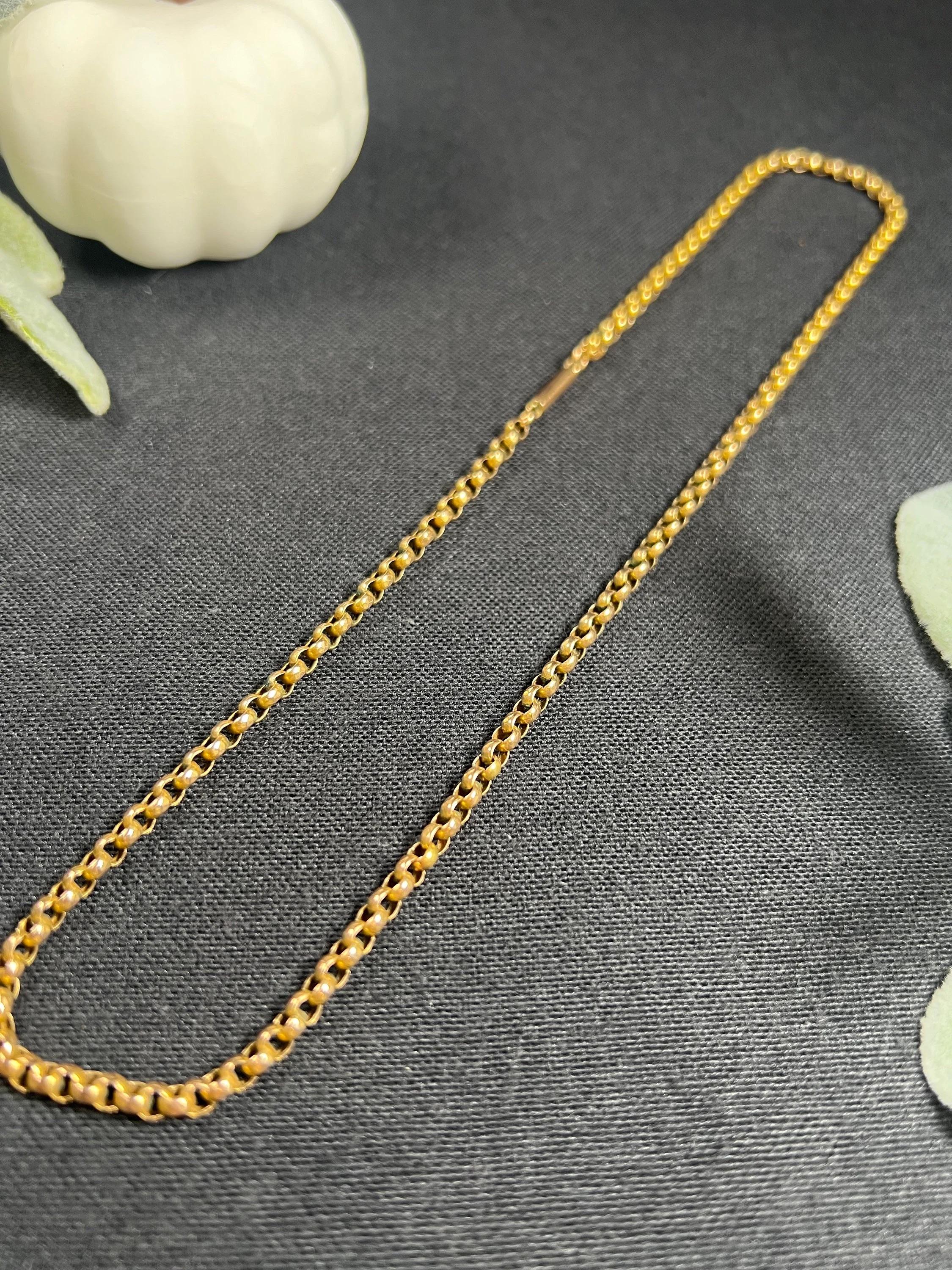 Antique 9ct Gold Edwardian Faceted Belcher Link Chain with Barrel Clasp 4