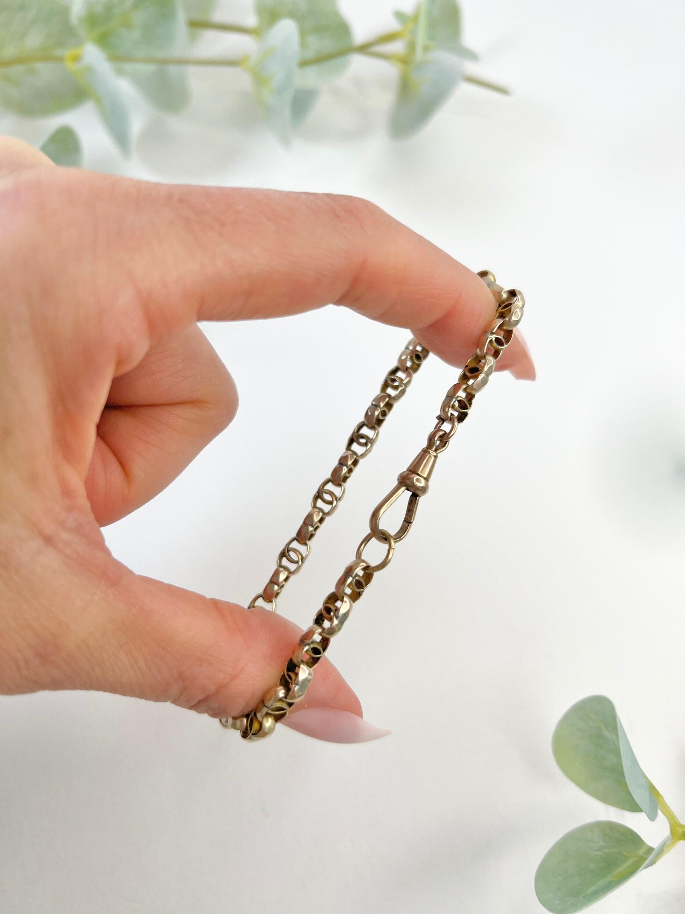 Antike 9ct Gold Edwardian Facettierte Double Belcher Link-Armband im Angebot 6