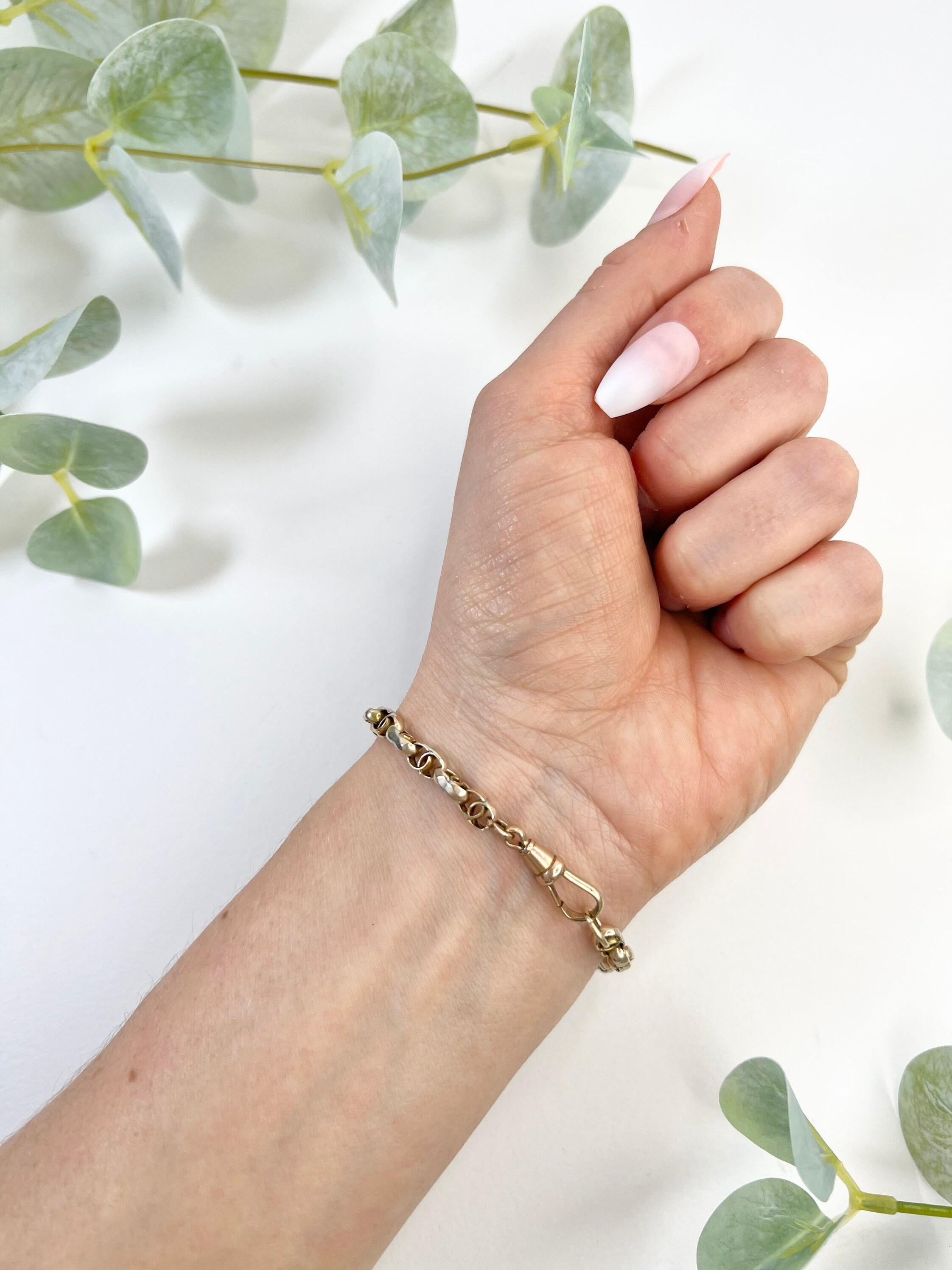 Antike 9ct Gold Edwardian Facettierte Double Belcher Link-Armband im Zustand „Gut“ im Angebot in Brighton, GB