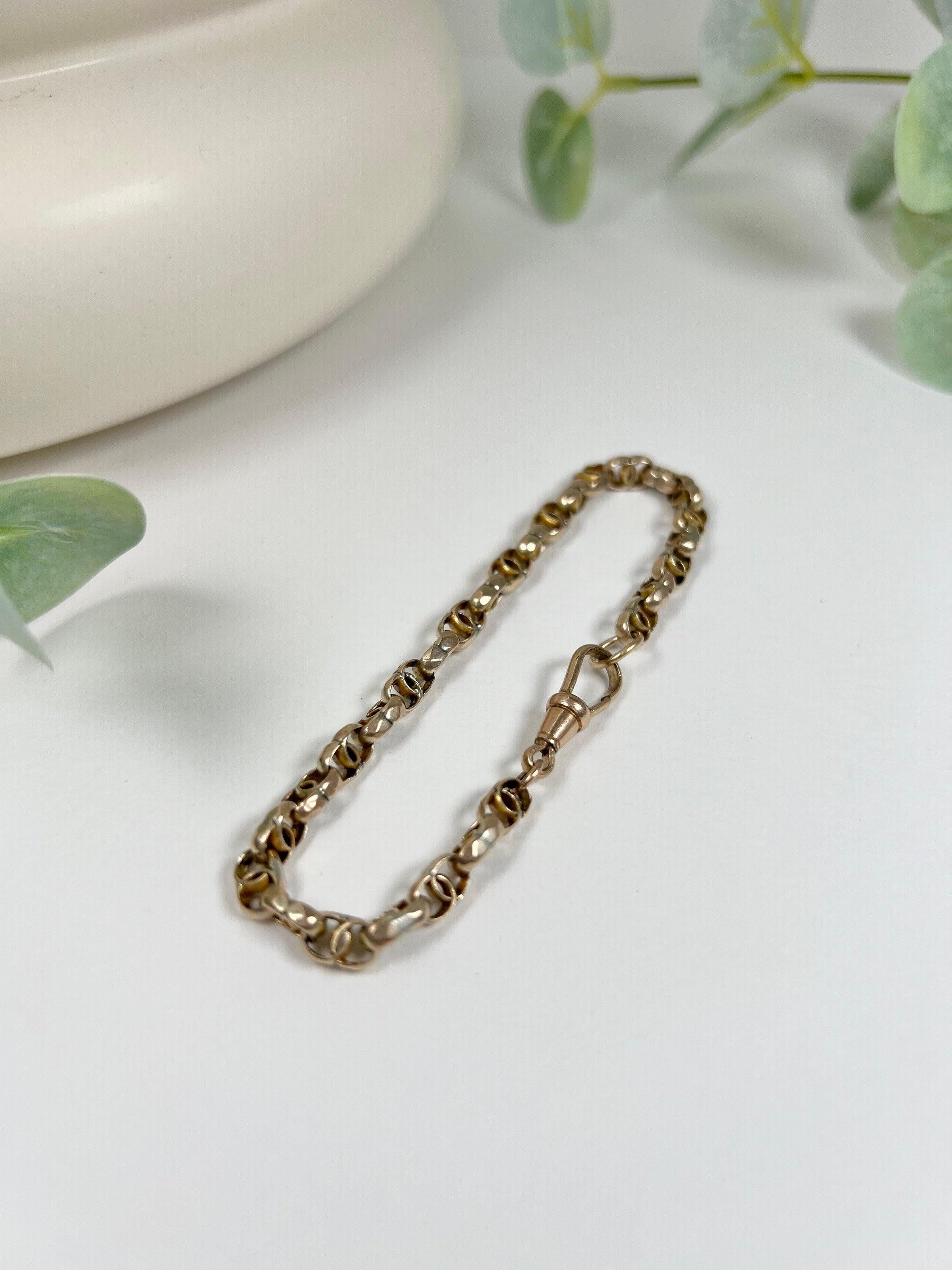Antike 9ct Gold Edwardian Facettierte Double Belcher Link-Armband im Angebot 1