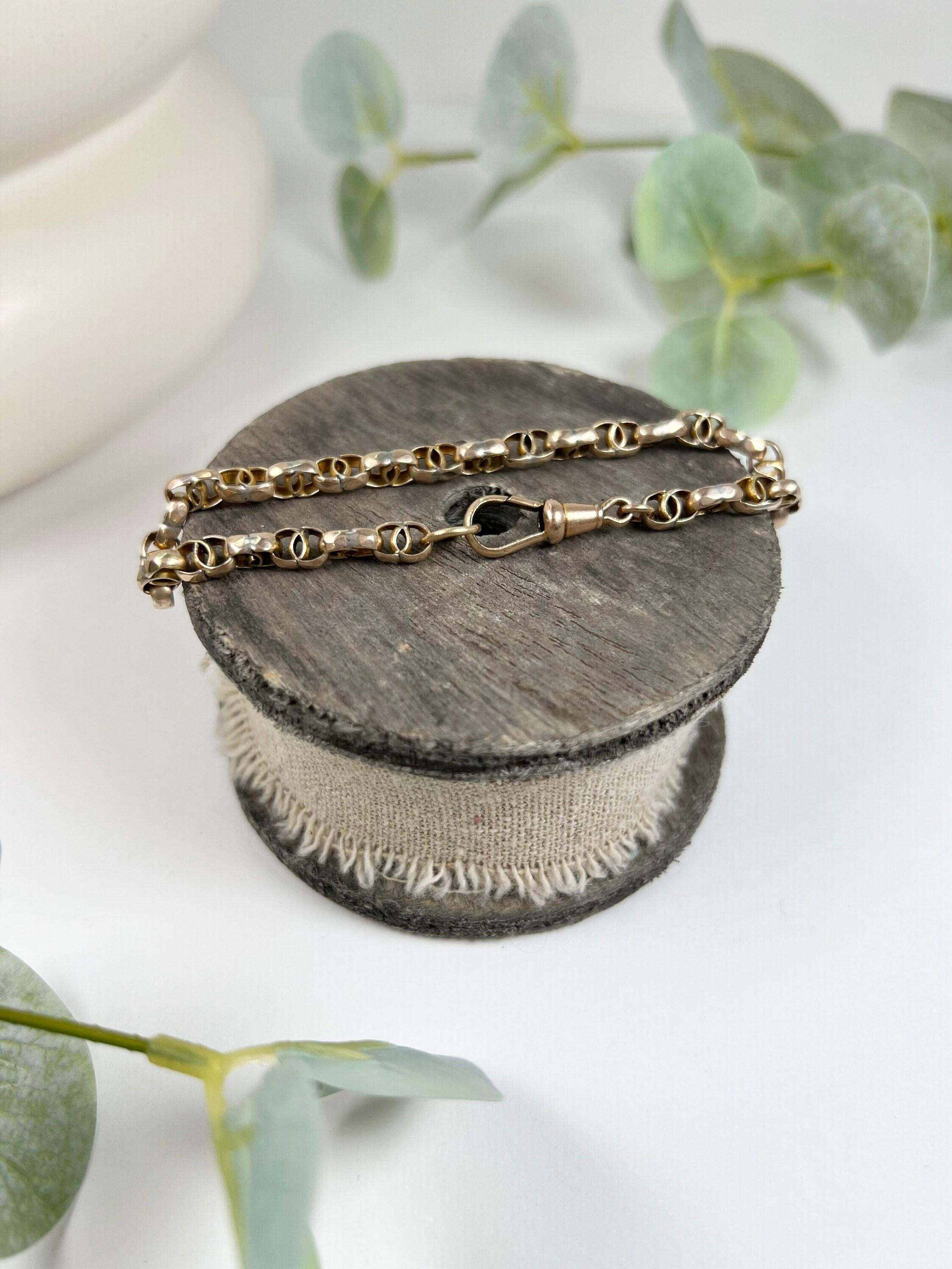 Antike 9ct Gold Edwardian Facettierte Double Belcher Link-Armband im Angebot 3