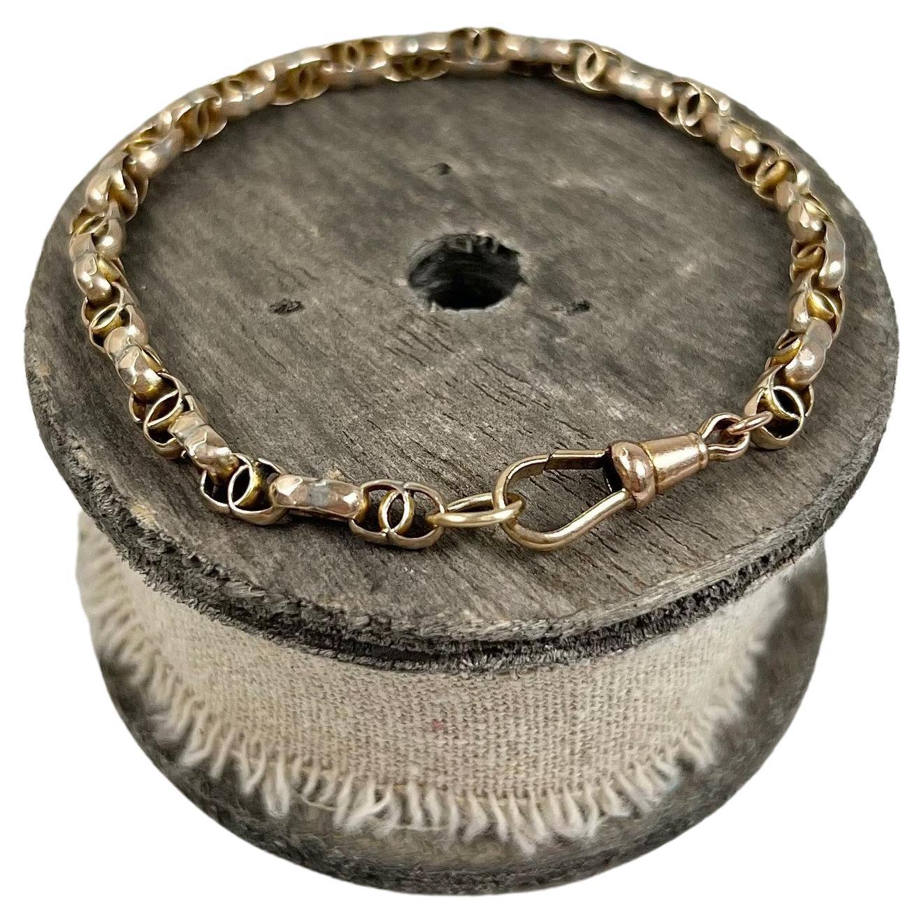 Antique 9ct Gold Edwardian Faceted Double Belcher Link Bracelet