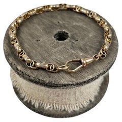 Used 9ct Gold Edwardian Faceted Double Belcher Link Bracelet