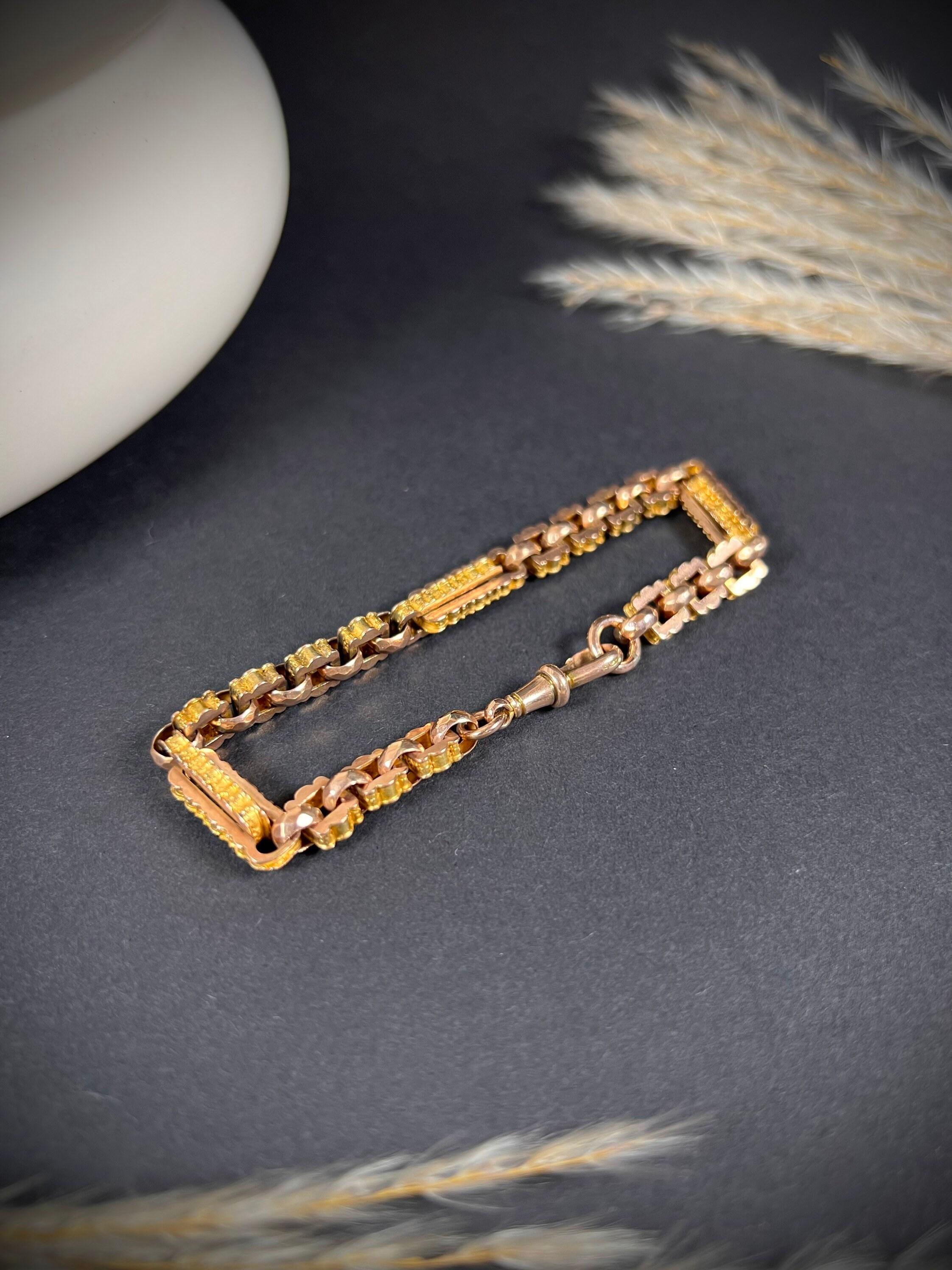 Antique 9ct Gold Edwardian Fancy Link Bracelet Bon état - En vente à Brighton, GB