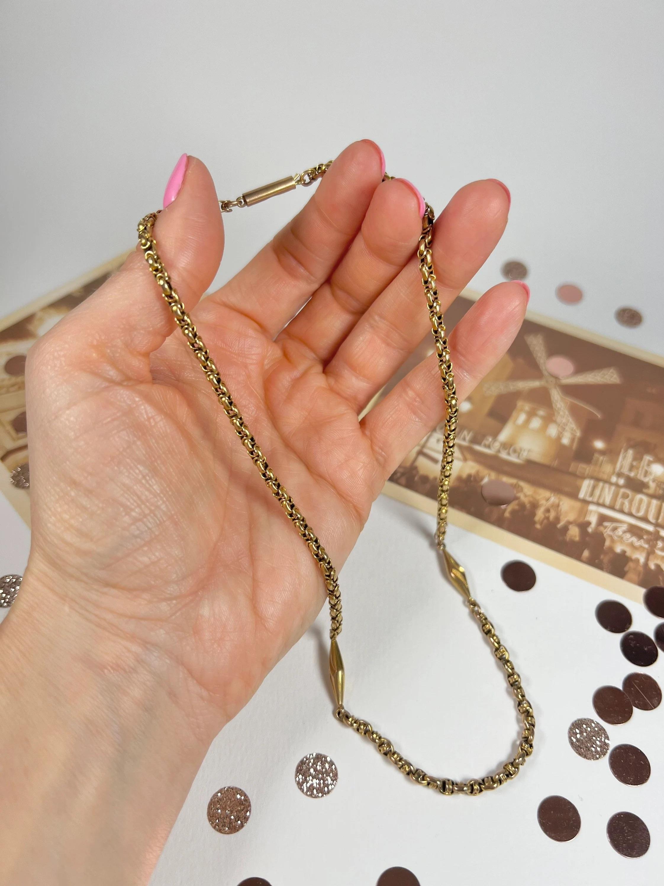 Antique 9ct Gold Edwardian Fancy Link Chain For Sale 4