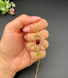 Antique 9ct Gold, Edwardian Garnet, Seed Pearl & Peridot Suffragette Pendent