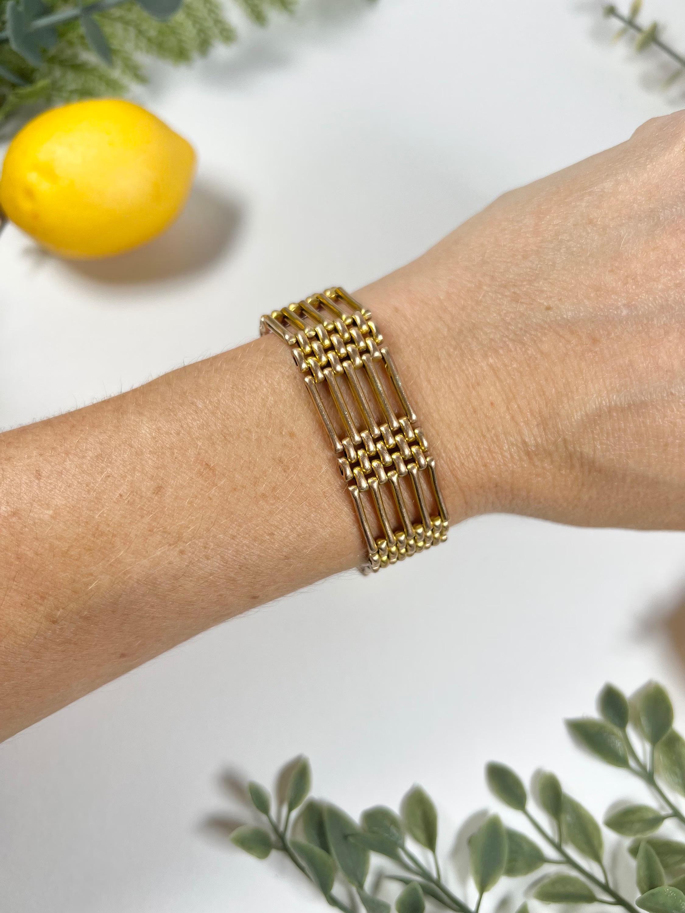 Bracelet ancien en or 9ct Edwardian Gate en vente 5