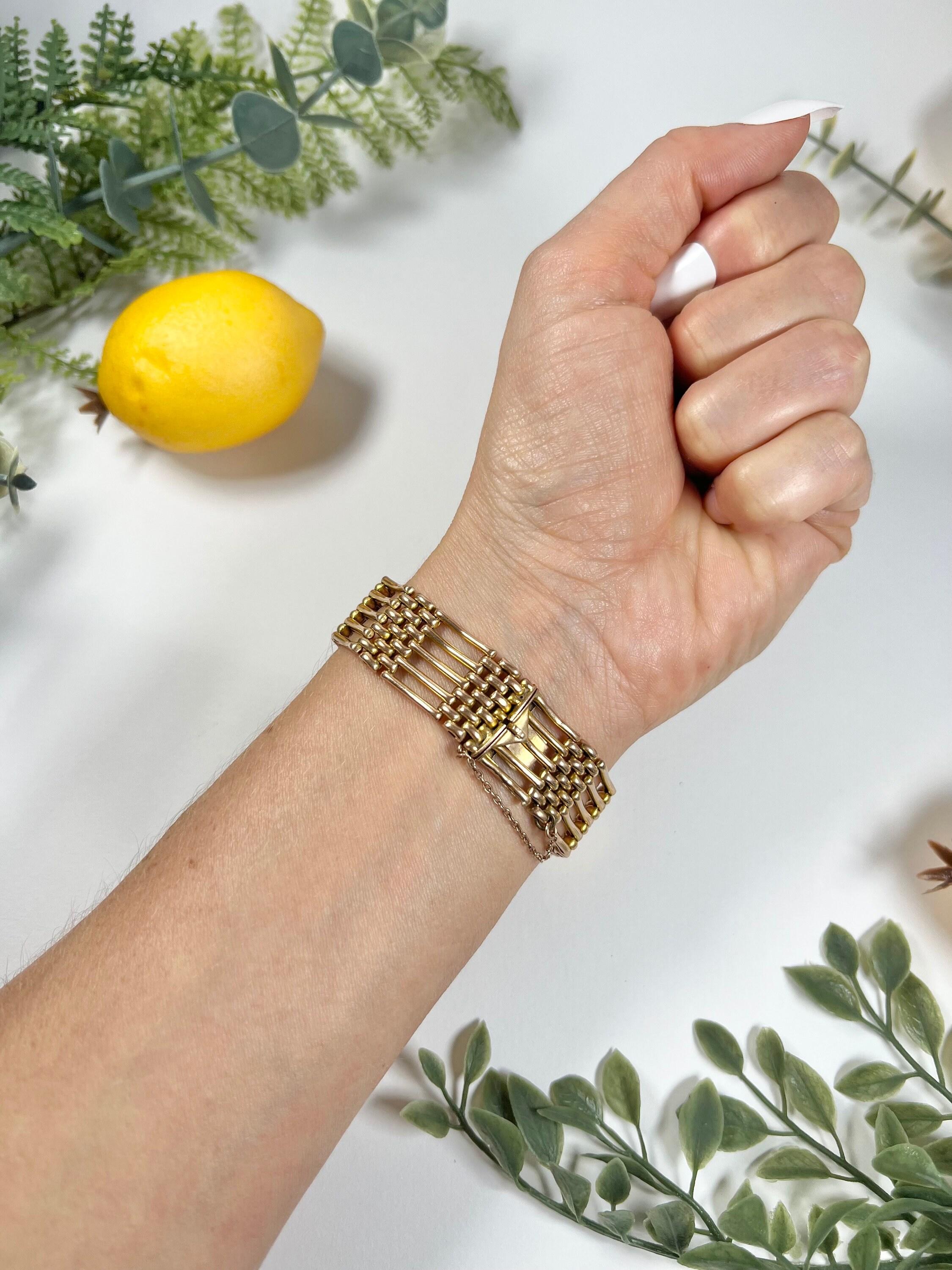 Bracelet ancien en or 9ct Edwardian Gate en vente 6