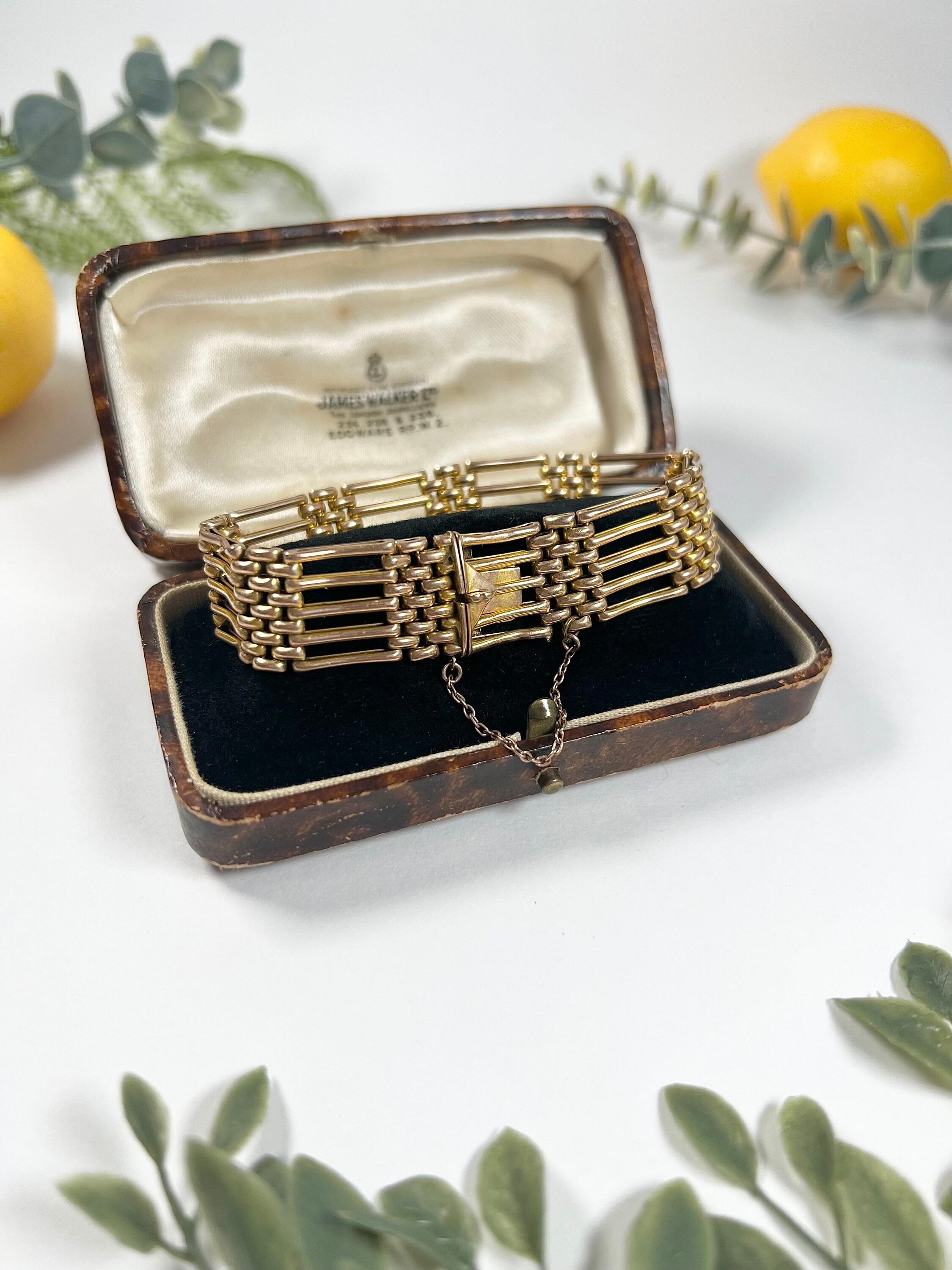 Édouardien Bracelet ancien en or 9ct Edwardian Gate en vente