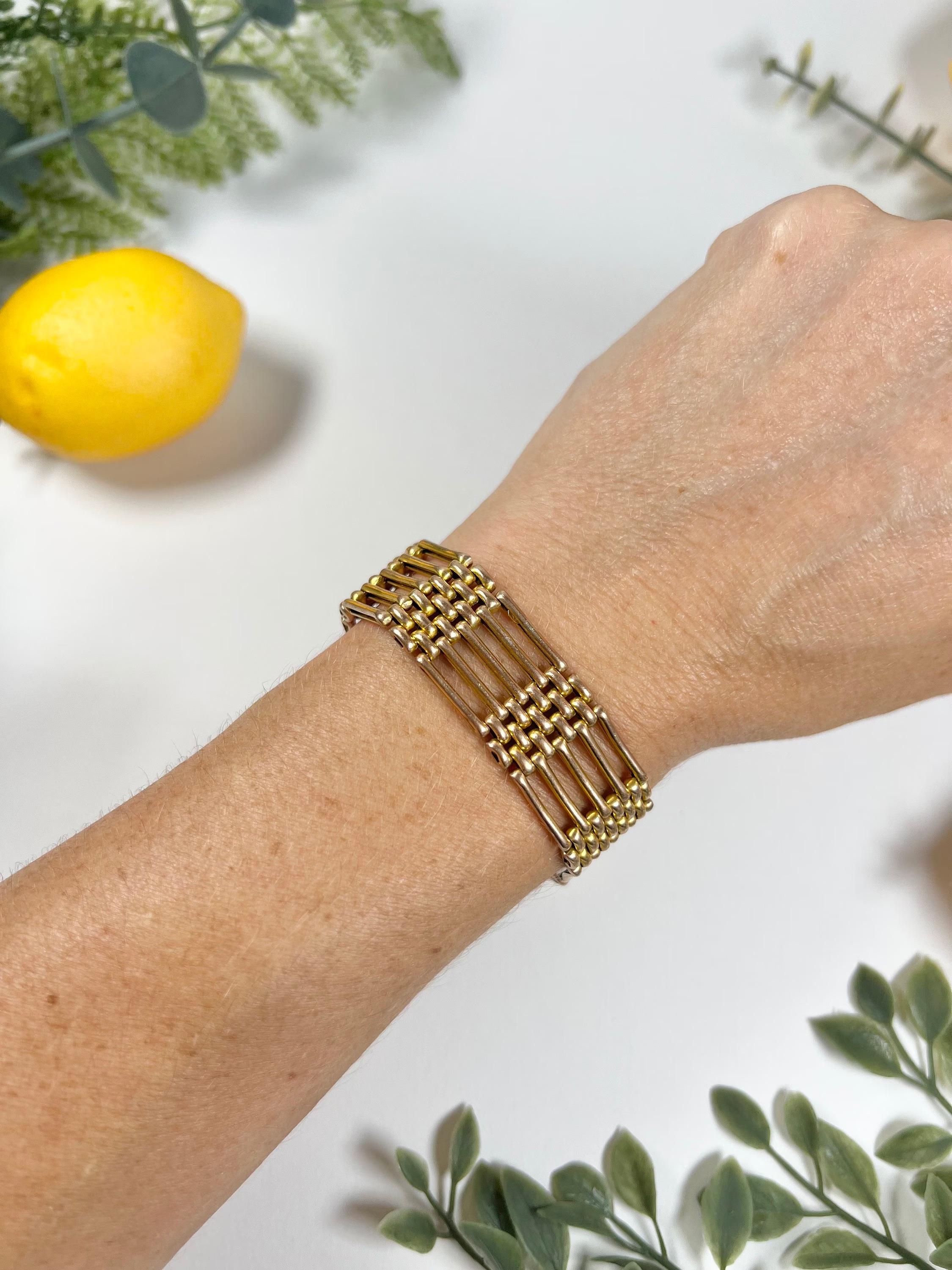Bracelet ancien en or 9ct Edwardian Gate en vente 1
