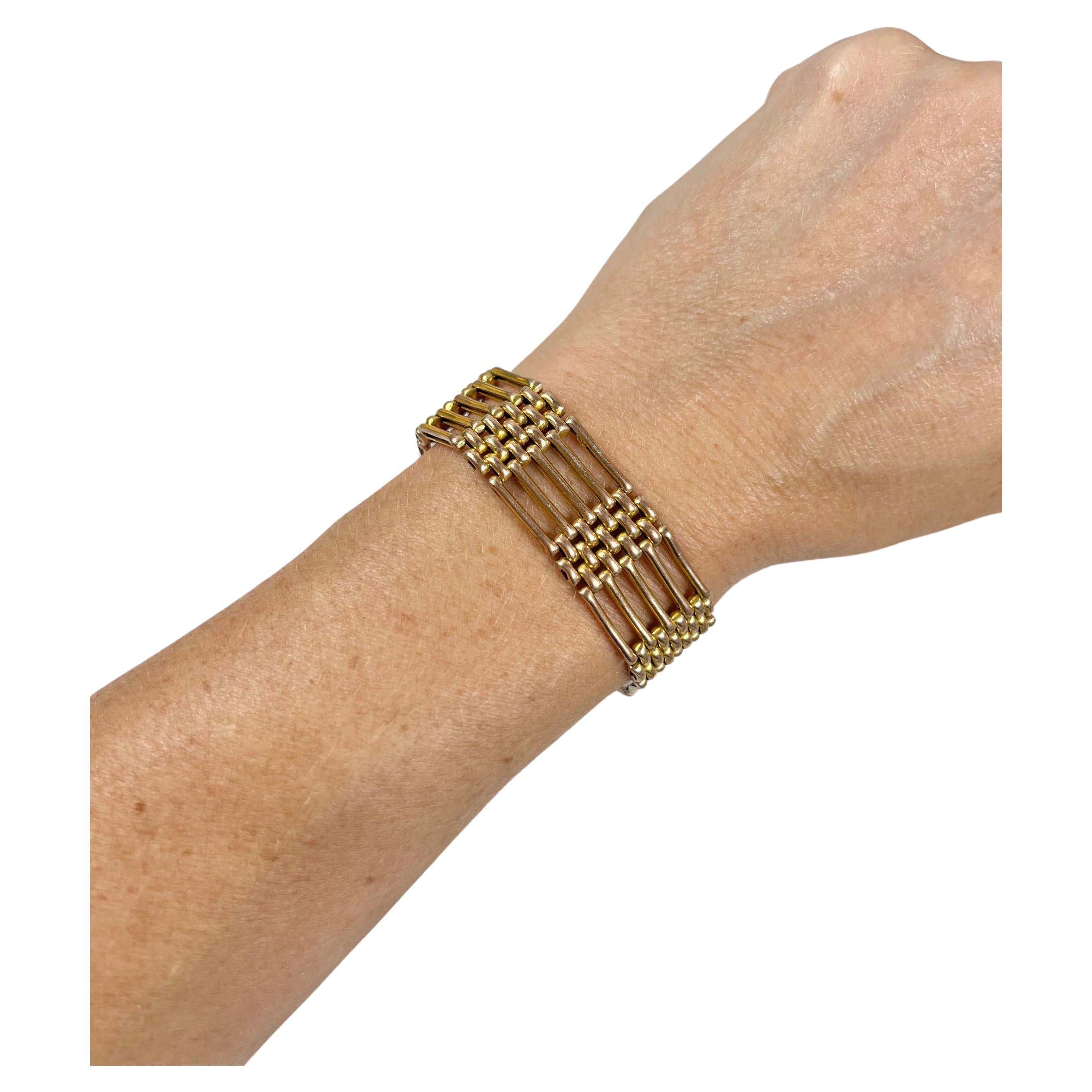 Antikes edwardianisches Tor-Armband aus 9 Karat Gold