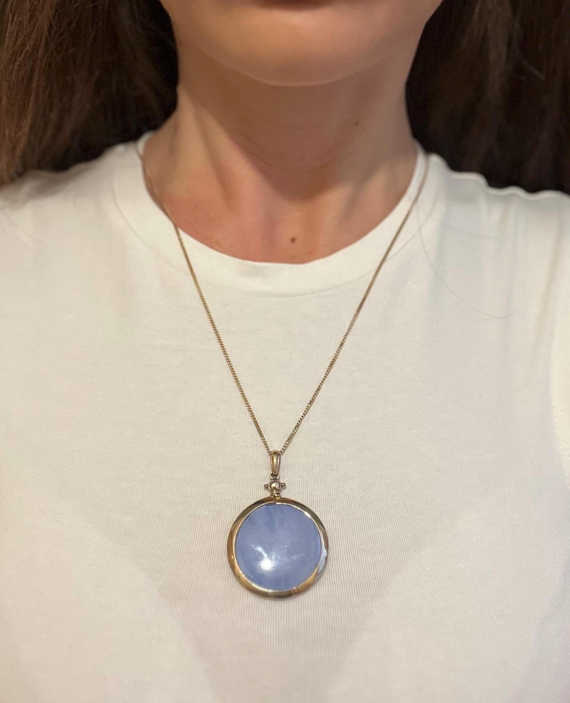 Antique 9ct Gold, Edwardian Glass Open Locket Pendant, Circa 1900 In Good Condition For Sale In Brighton, GB