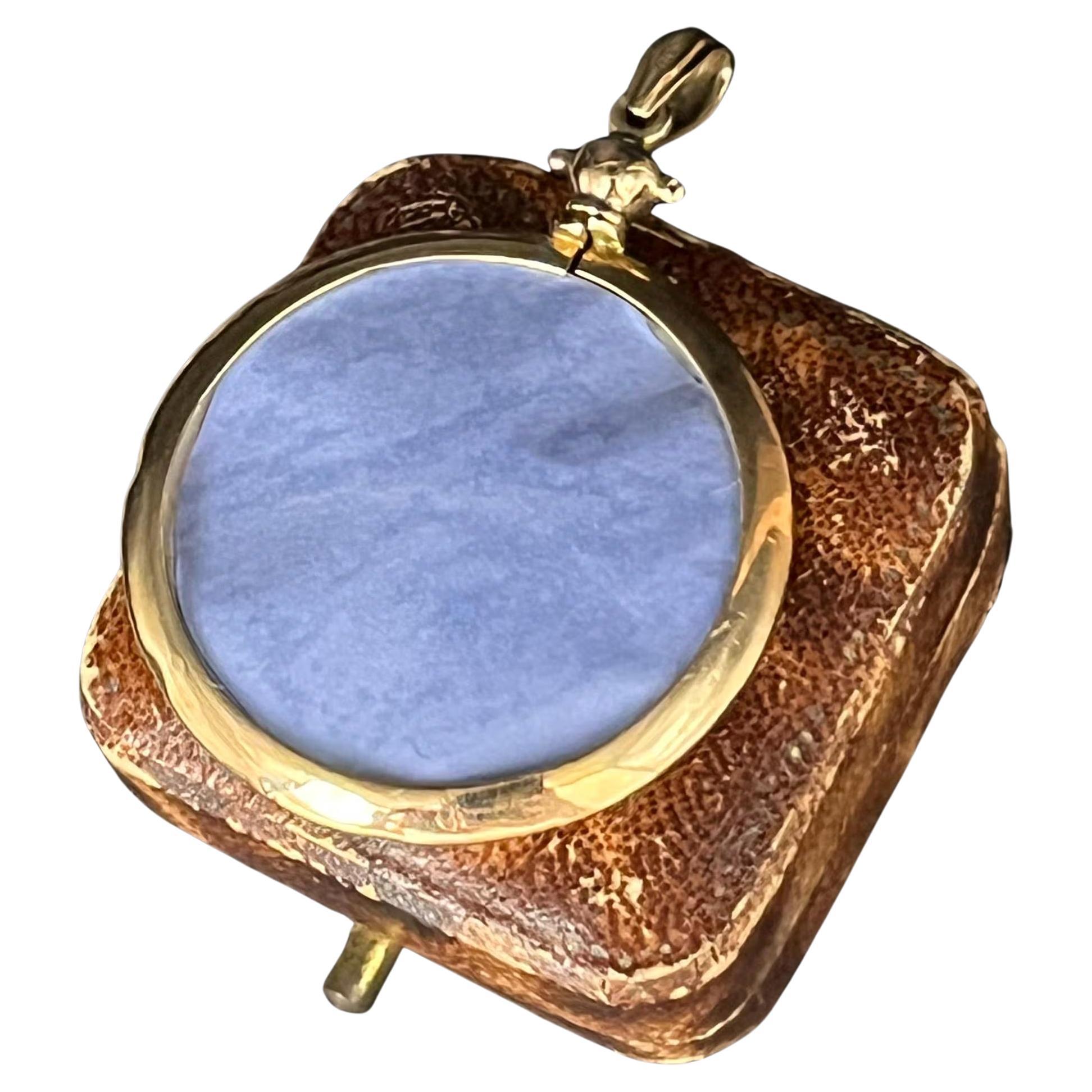 Antique 9ct Gold, Edwardian Glass Open Locket Pendant, Circa 1900 For Sale