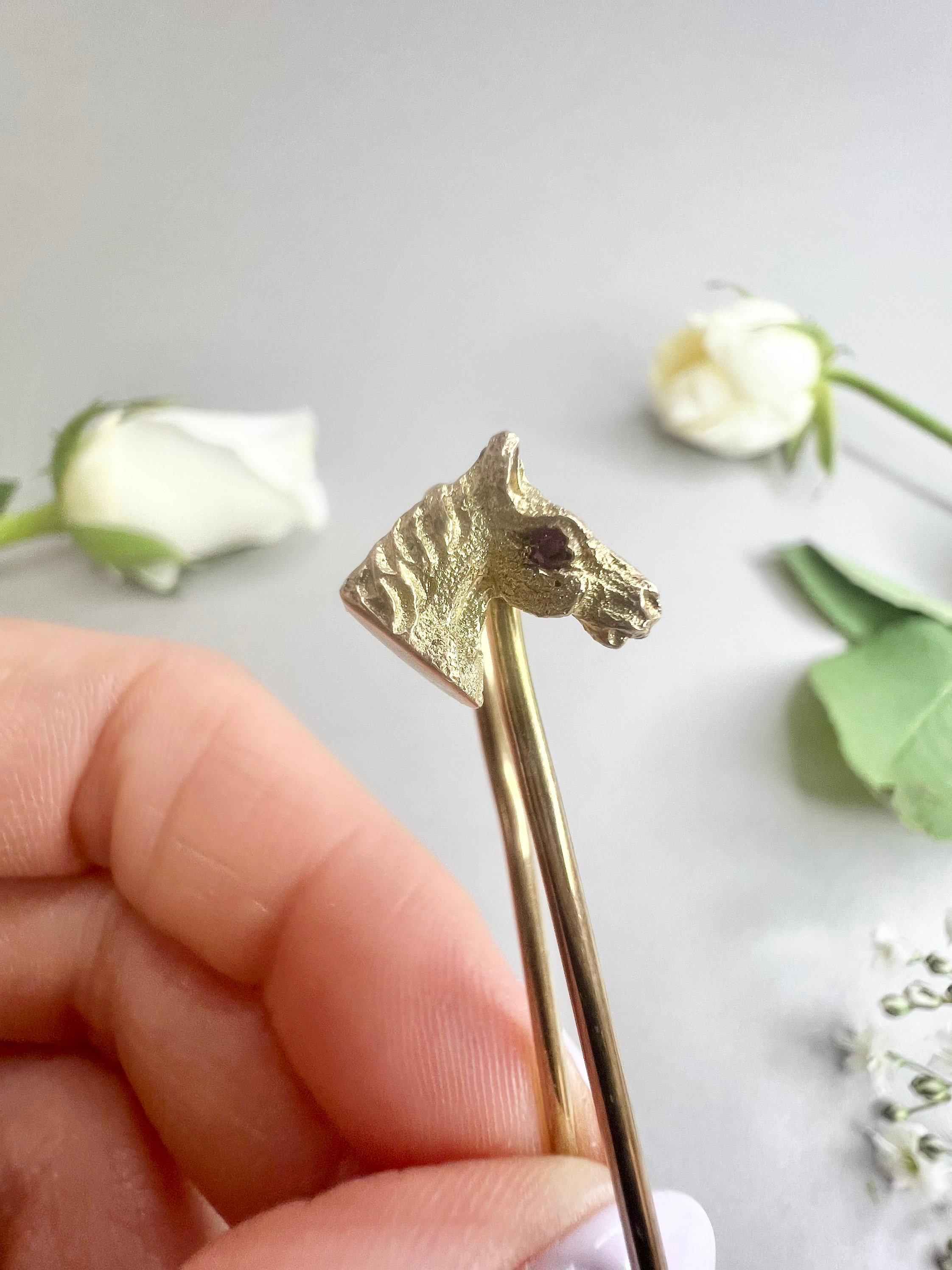 Antique 9ct Gold Edwardian Horse Stock Pin For Sale 5