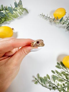 Antique 9ct Gold Edwardian Ruby Snake Ring, Hallmarked Chester 1870