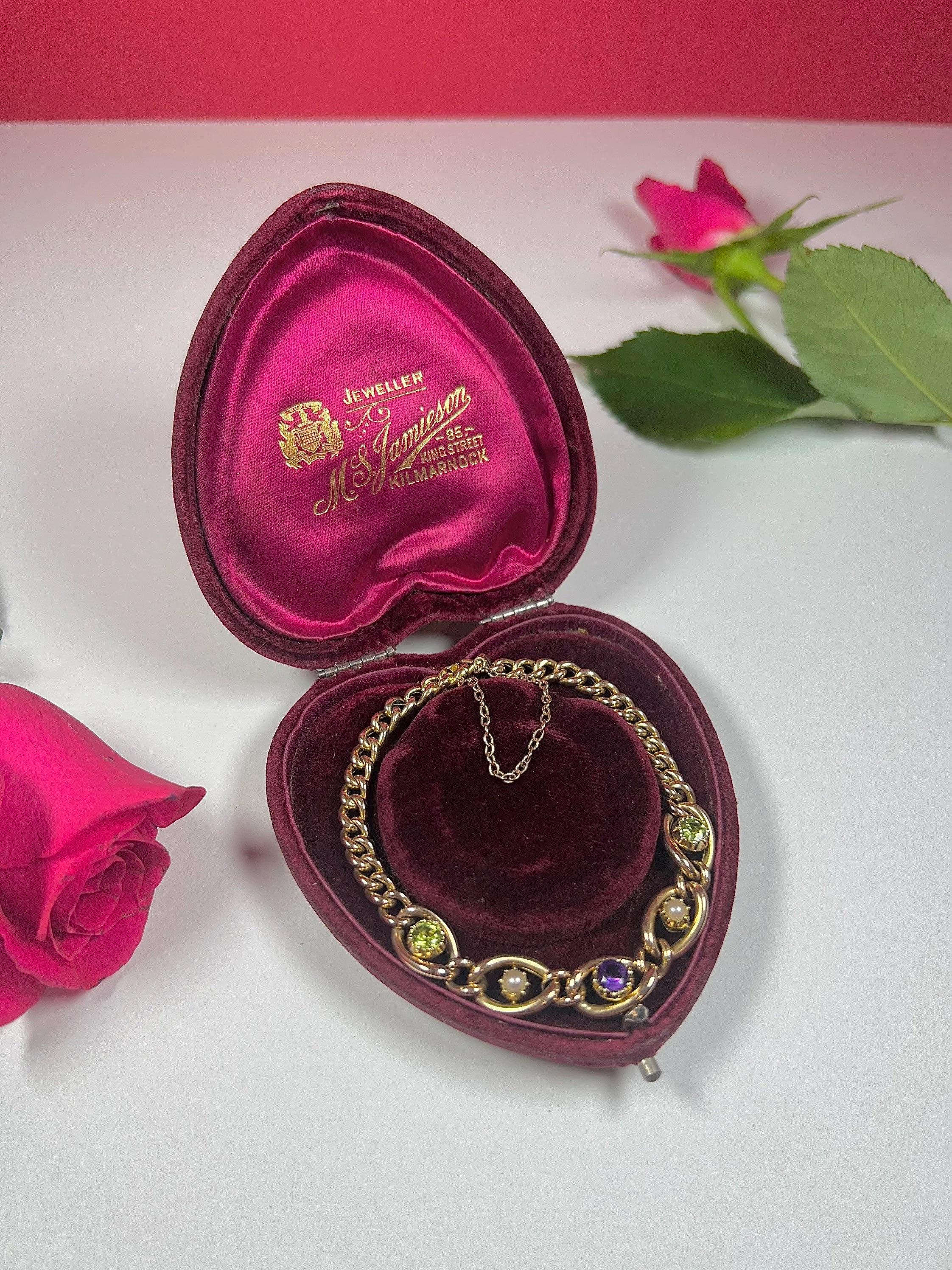 Antique 9ct Gold Edwardian Suffragette Curb Link Bracelet For Sale 2