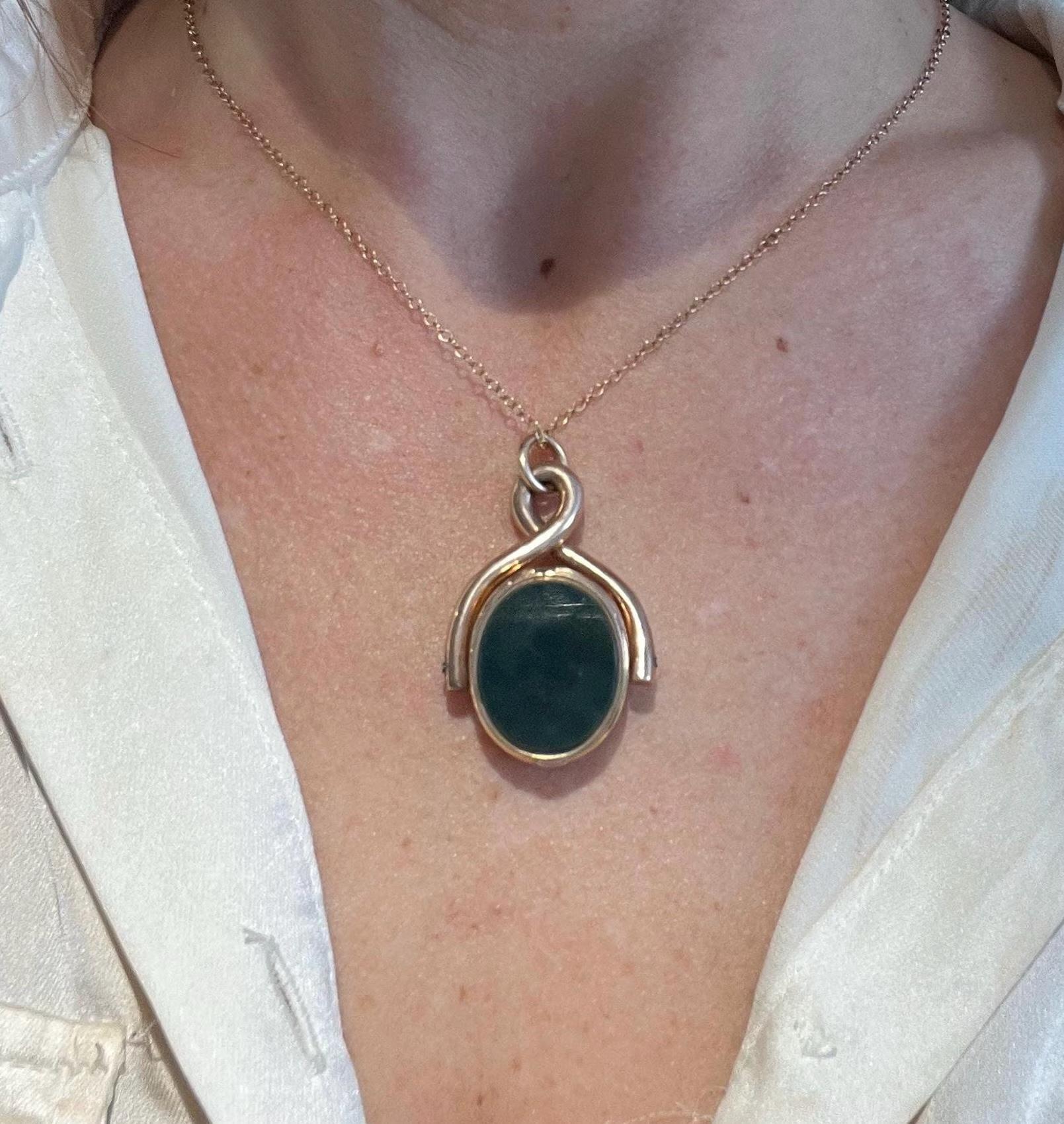 Pendentif en or 9ct Edwardien, pierre de sang et cornaline. Unisexe en vente