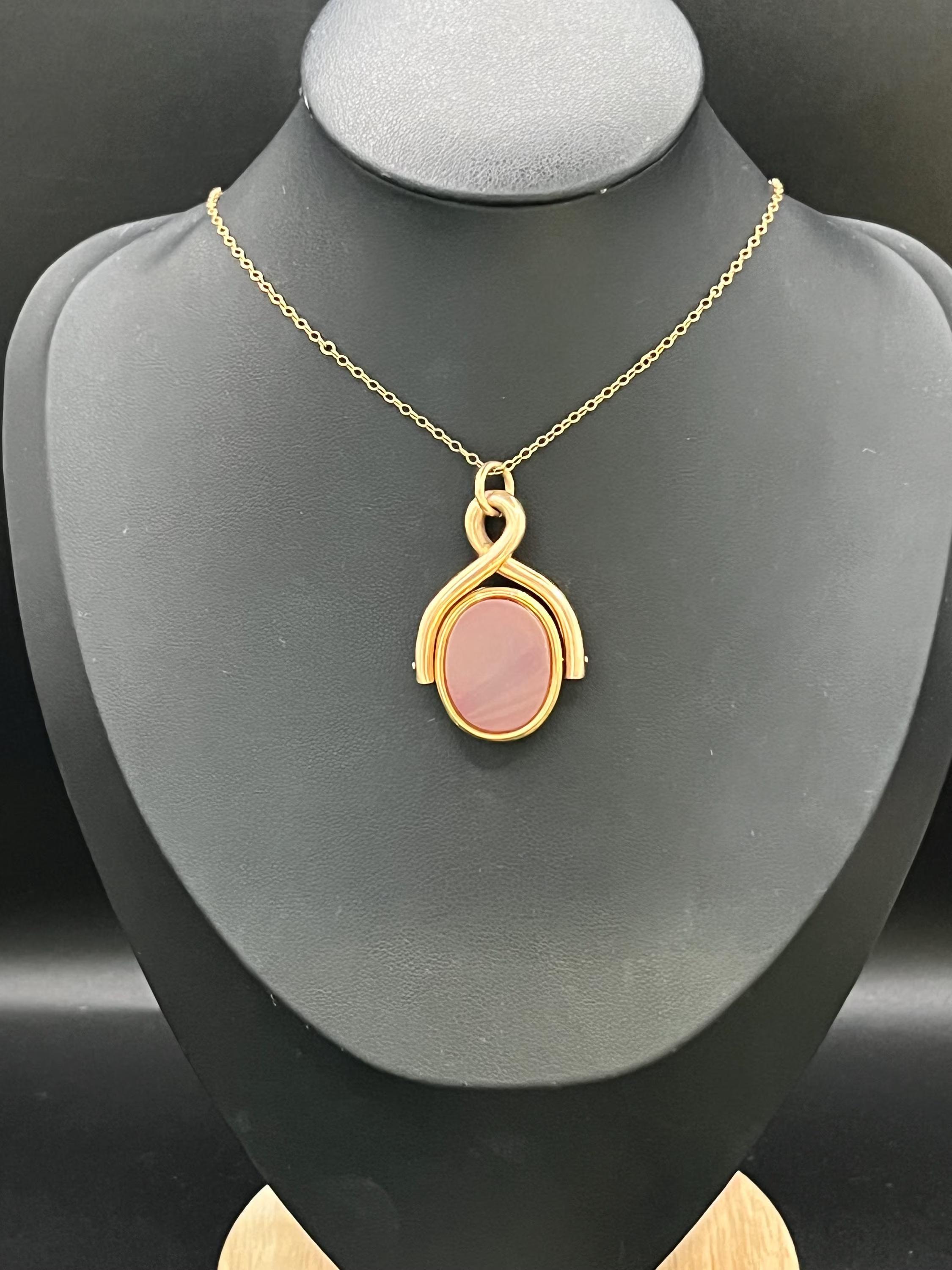 Pendentif en or 9ct Edwardien, pierre de sang et cornaline. en vente 3