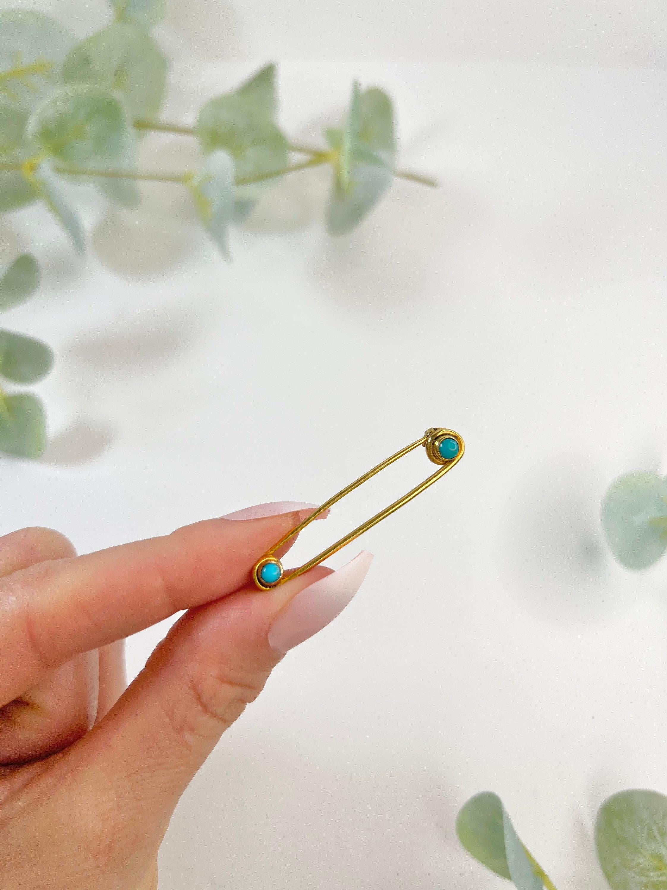 Antique 9ct Gold Edwardian Turquoise Stock Pin Brooch For Sale 4