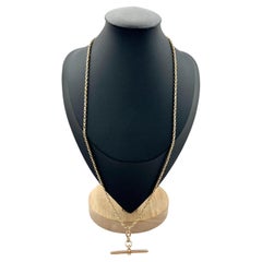 Antique 9ct Gold Faceted Belcher Chain: Edwardian Swivel Clip & T-bar, 22 Inch