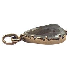Antique 9ct Gold Faceted Pear Shape Rock Crystal Pendant