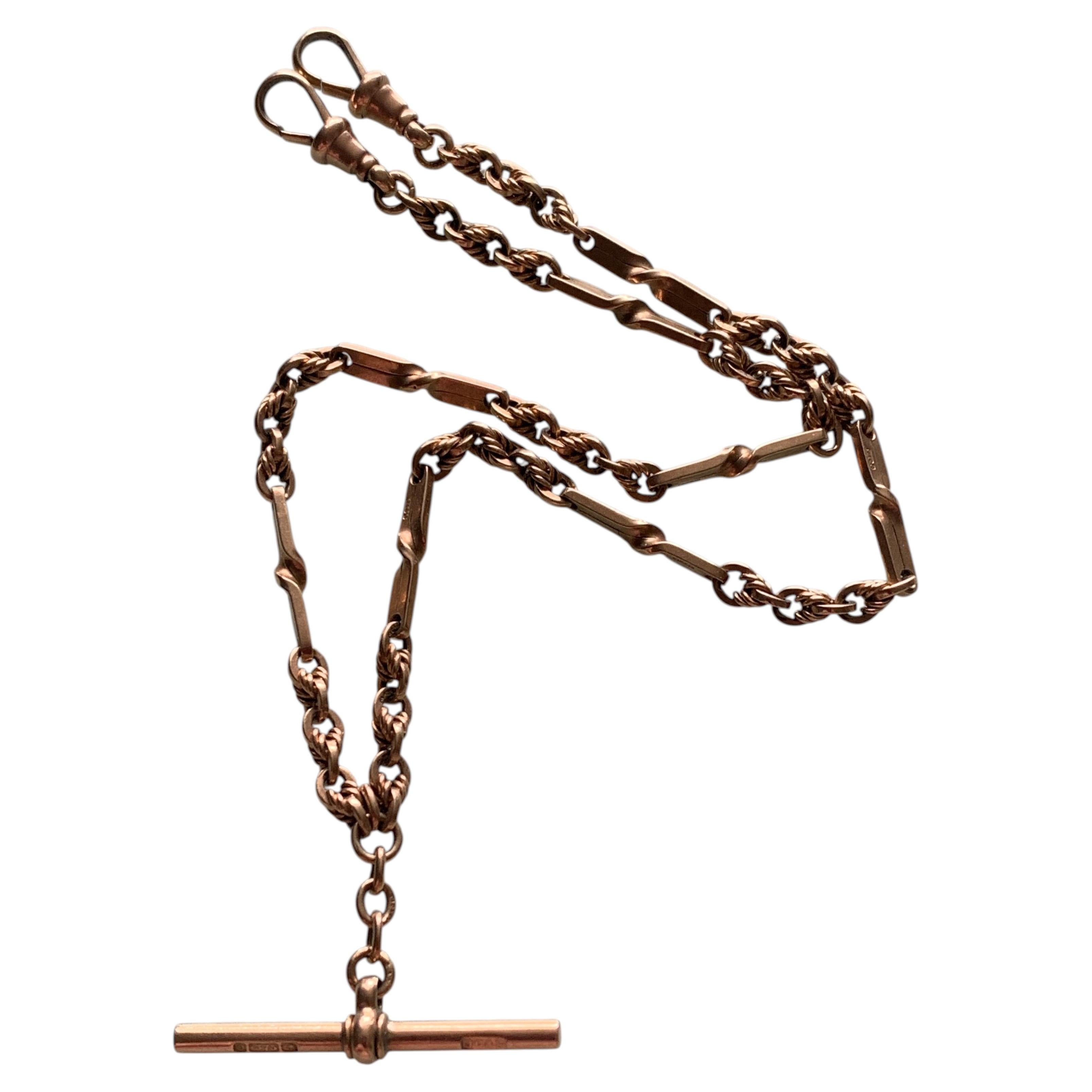 Catena a fettuccia antica in oro 9ct in vendita