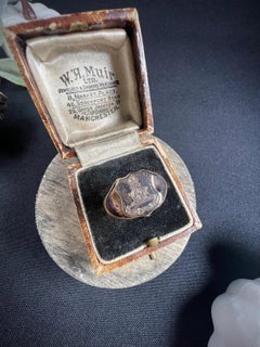 Antique 9ct Gold Hallmarked Military Crowned Canon & Carriage Seal Signet Ring