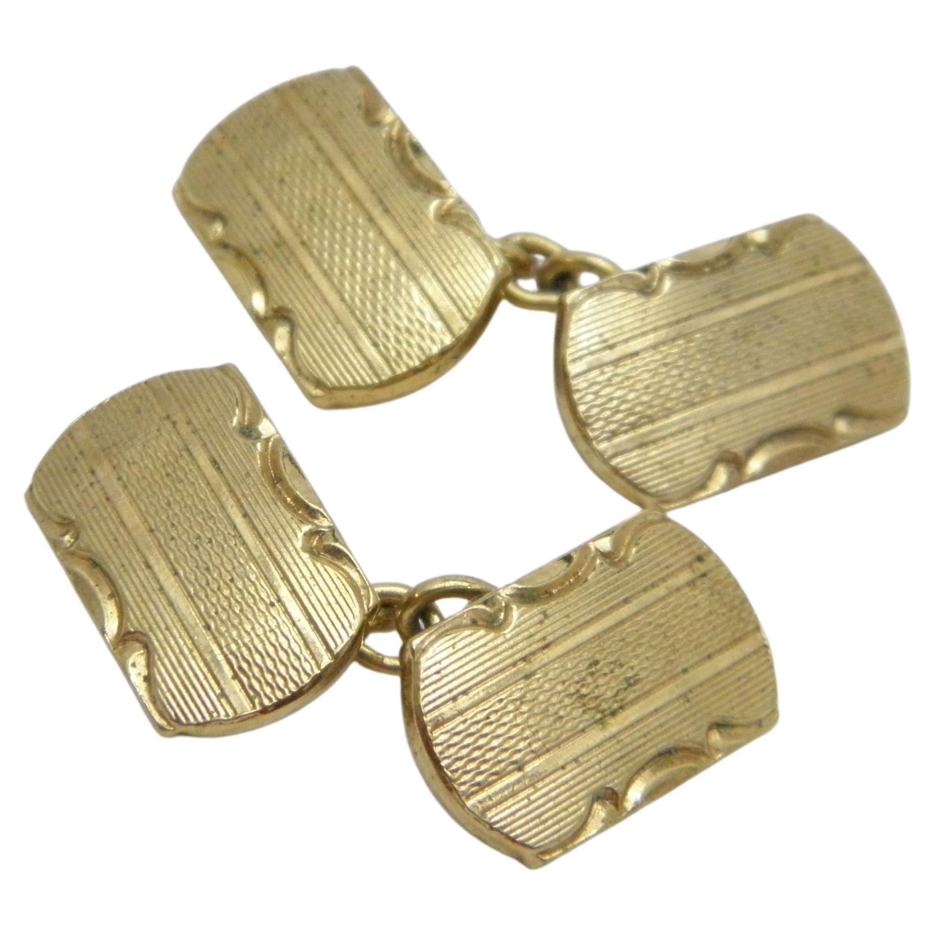 Antique 9ct Gold Heavy Cuff Links c1890 375 Purity Heavy 7.2g Platinum Chain For Sale