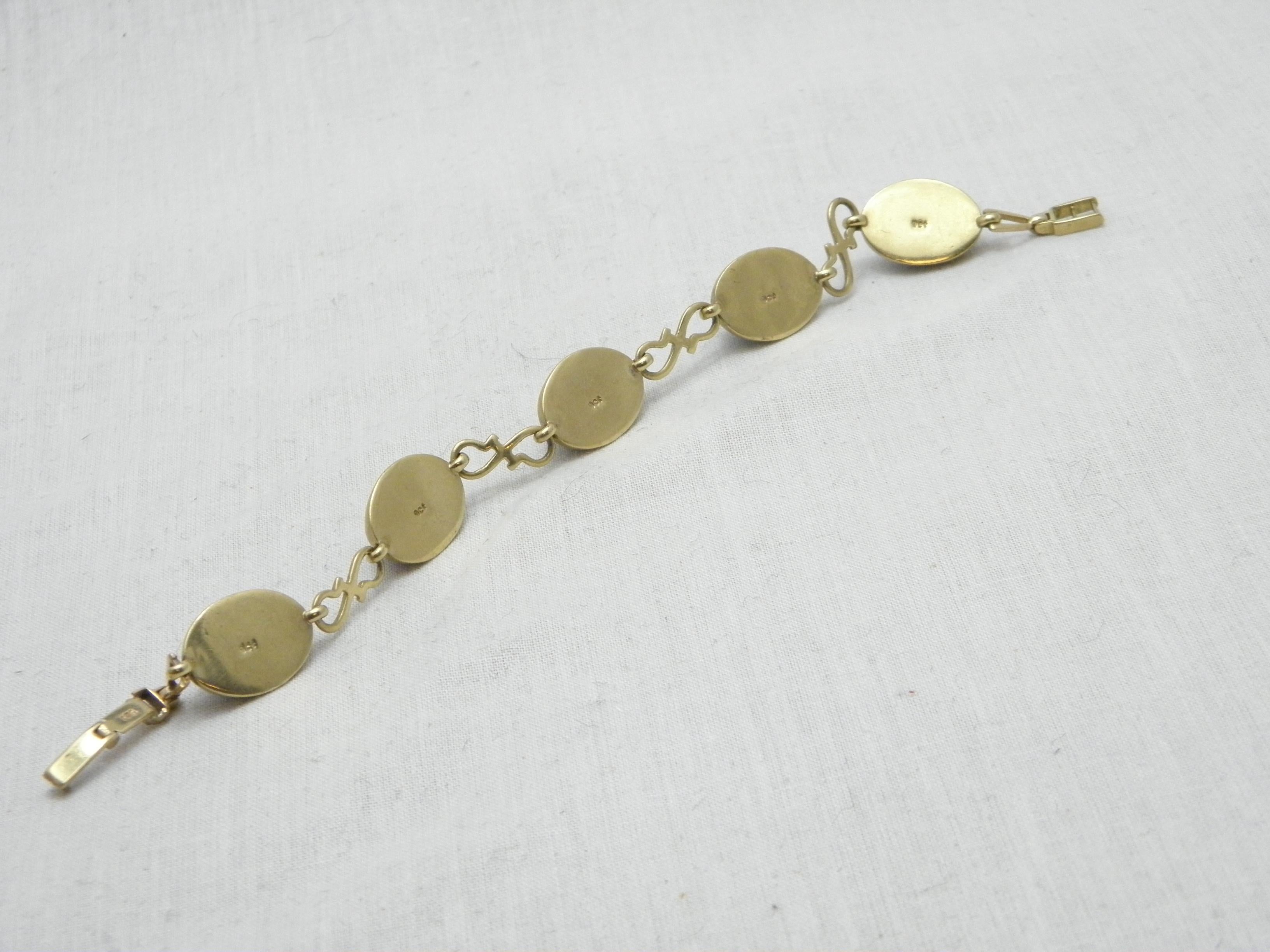 Antique 9ct Gold Heavy Tiger's Eye Bracelet 375 Purity Cabochon 19.7 g For Sale 1