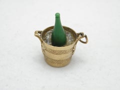 Antique 9ct Gold Huge Champagne Bucket Pendant Charm Fob 375 Purity 8.6g 1966